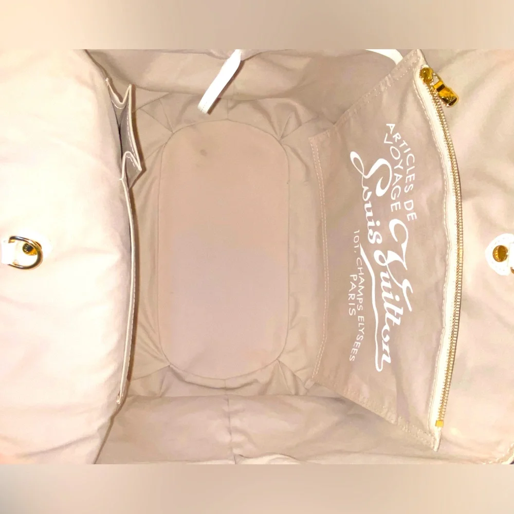 💯AUTH VINTAGE LOUIS VUITTON ARTICLES DE VOYAGE BEIGE CANVAS CABAS GM TOTE /POUCH - Picture 4 of 17
